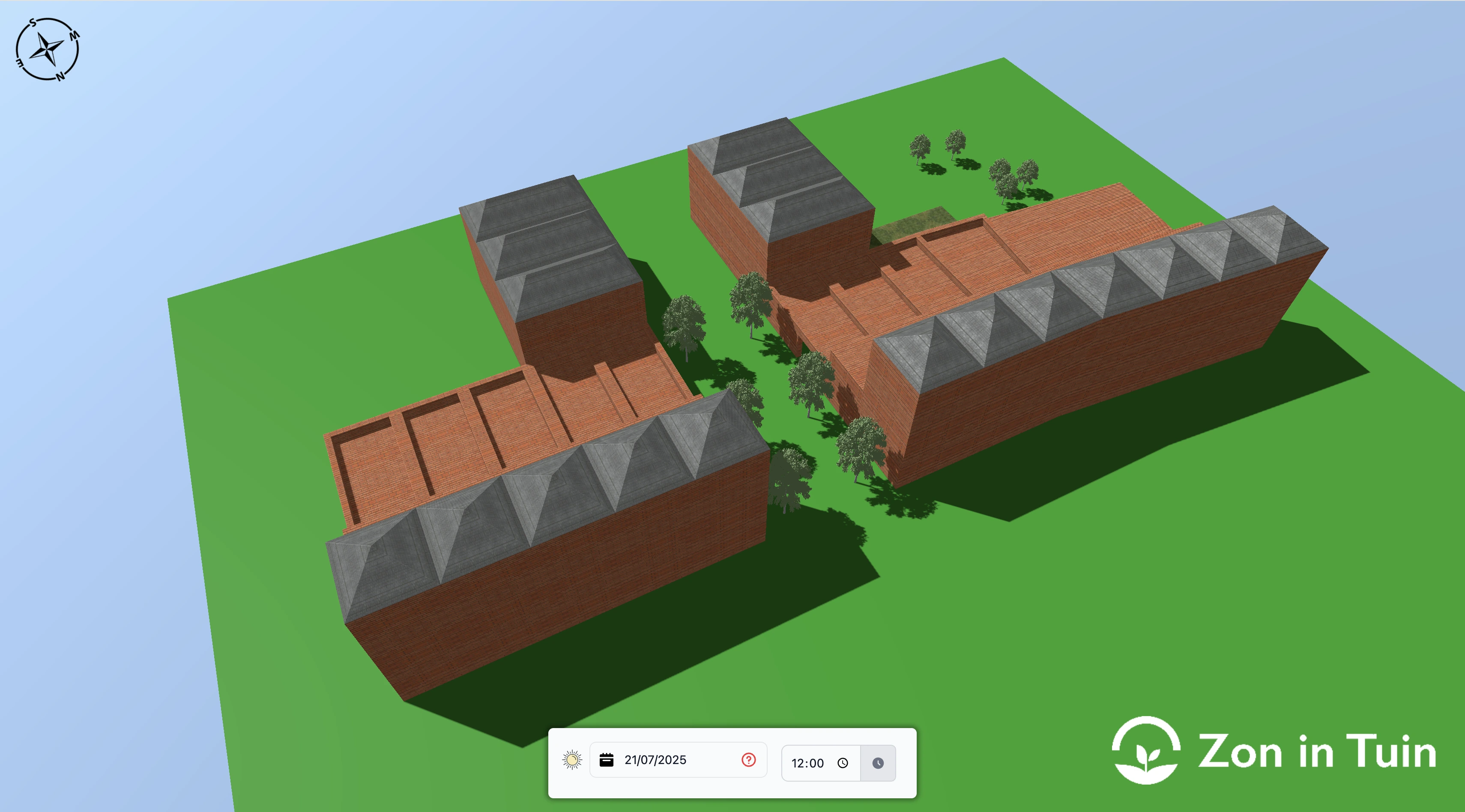 Vergelijking tussen een zonapp en een 3D simulatie